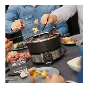 Cloer 6679 set de fondue eléctrico 1000W Negro olla de acero inoxidable 8 tenedores
