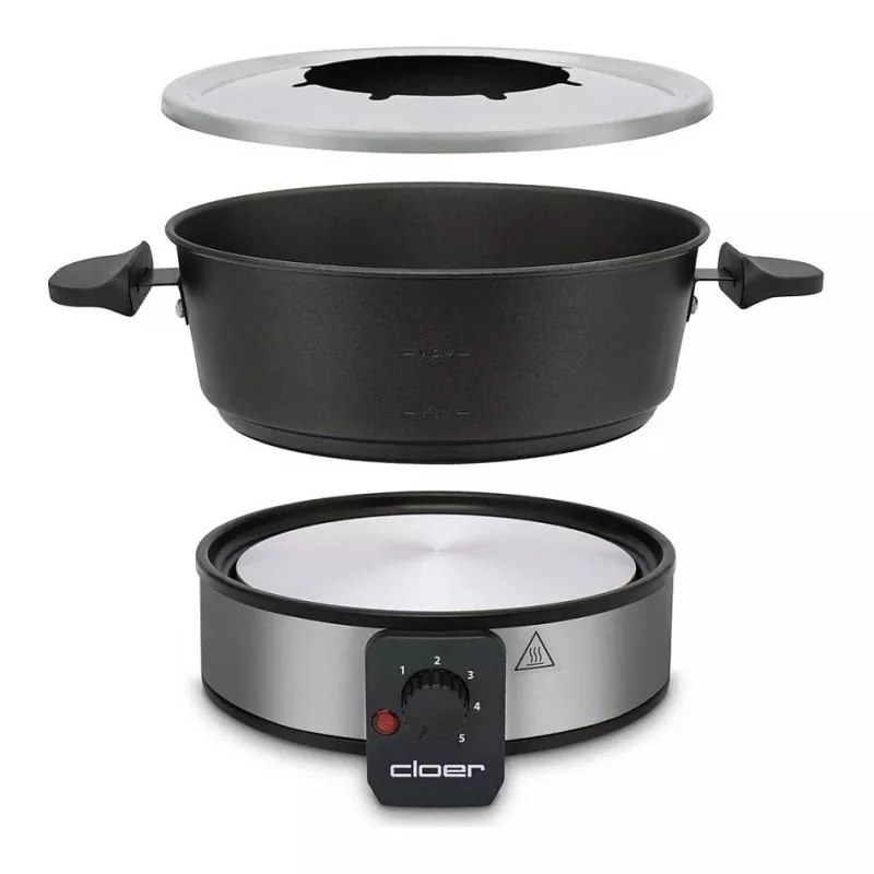 Cloer 6679 set de fondue eléctrico 1000W Negro olla de acero inoxidable 8 tenedores