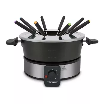 Cloer 6679 set de fondue eléctrico 1000W Negro olla de acero inoxidable 8 tenedores