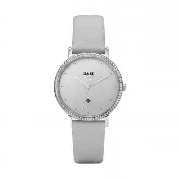 CLUSE Minuit reloj de mujer 33 mm oro rosa acero inoxidable piel gris