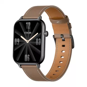 COLMI C28 Smartwatch – negro + correa de piel marrón