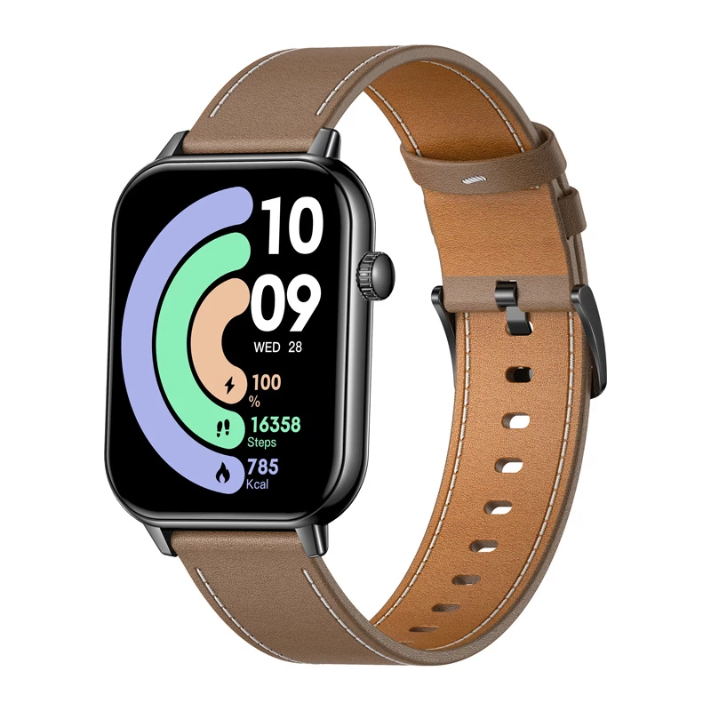 COLMI C28 Smartwatch – negro + correa de piel marrón