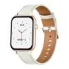 COLMI C28 Smartwatch en dorado con correa de piel blanca