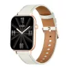 COLMI C28 Smartwatch en dorado con correa de piel blanca