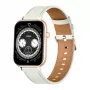 COLMI C28 Smartwatch en dorado con correa de piel blanca