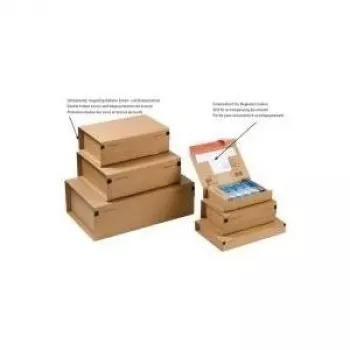 ColomPac CP 066.02 caja de envío SM, marrón, medidas interiores 215 x 155 x 43 mm, autoadhesiva