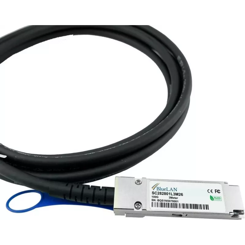 Cable Direct Attach QSFP28 BlueLAN SC282801L2M30 compatible con Lenovo ASQX, 100GBASE-CR4, Infiniband EDR, 30AWG, 2 metros (ASQX-BL)