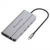 Conceptronic DONN34G estación de acoplamiento USB 3.2 Gen 2 MST 10 en 1, HDMI 4K60Hz, DisplayPort 8K30Hz, GbE, USB-C 10Gbps x 3, USB-A 480Mbps x 2, audio, 100W USB PD
