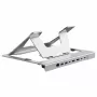 Soporte para portátil Conceptronic DONN35S con docking station USB-C 7 en 1, Dual-HDMI 4K60Hz, GbE, USB-C 5Gbps, 2x USB-A, 100W PD, plata