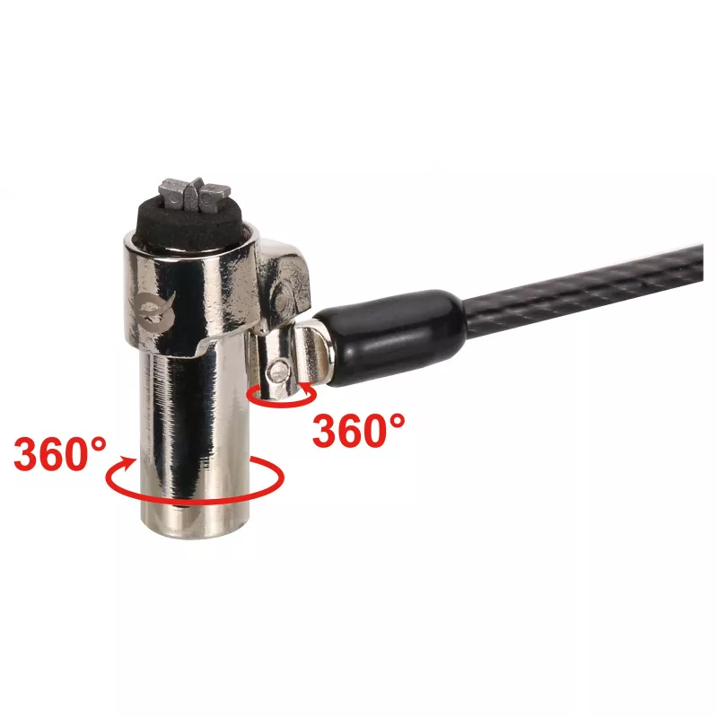 Candado de seguridad para portátil Conceptronic NBT Nano-Lock Dual, 4 dígitos, cable de acero de 1,8 m, negro/plata