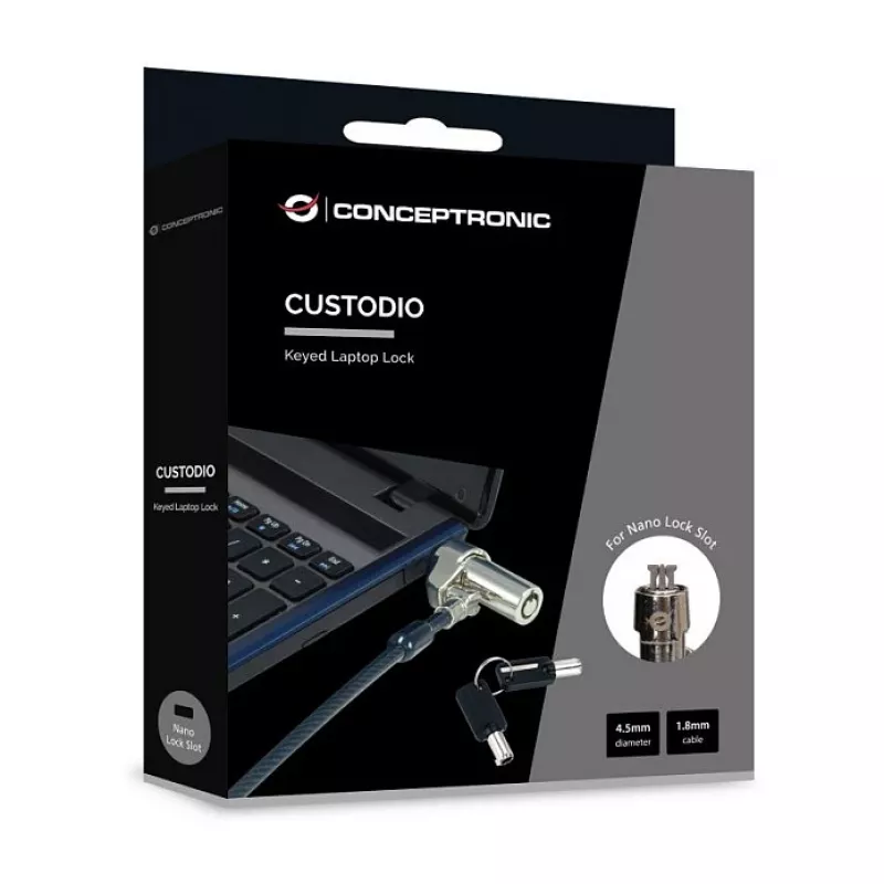 Conceptronic NBT Candado combinado para portátil con ranura de seguridad Nano 1,8 m