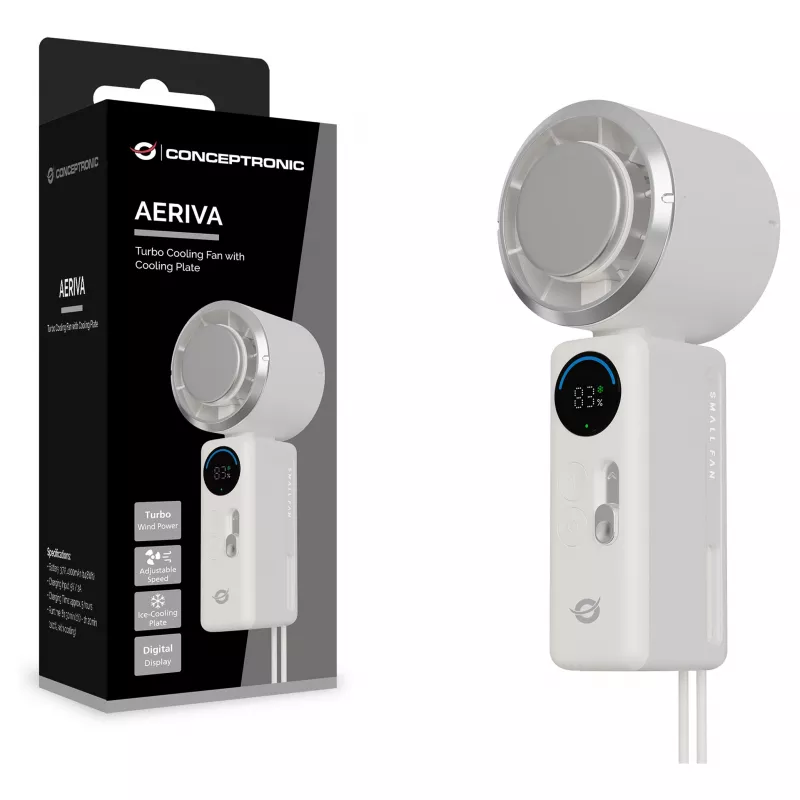 CONCEPTRONIC Turbo Ventilador de mano con placa de refrigeración, crema