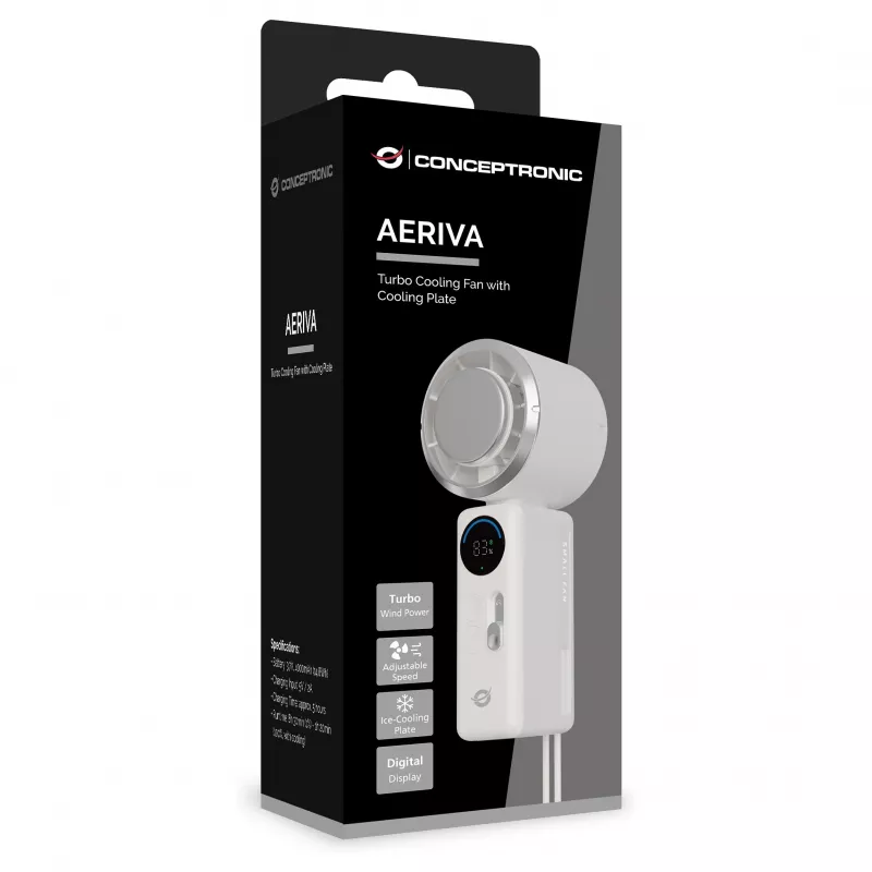 CONCEPTRONIC Turbo Ventilador de mano con placa de refrigeración, crema