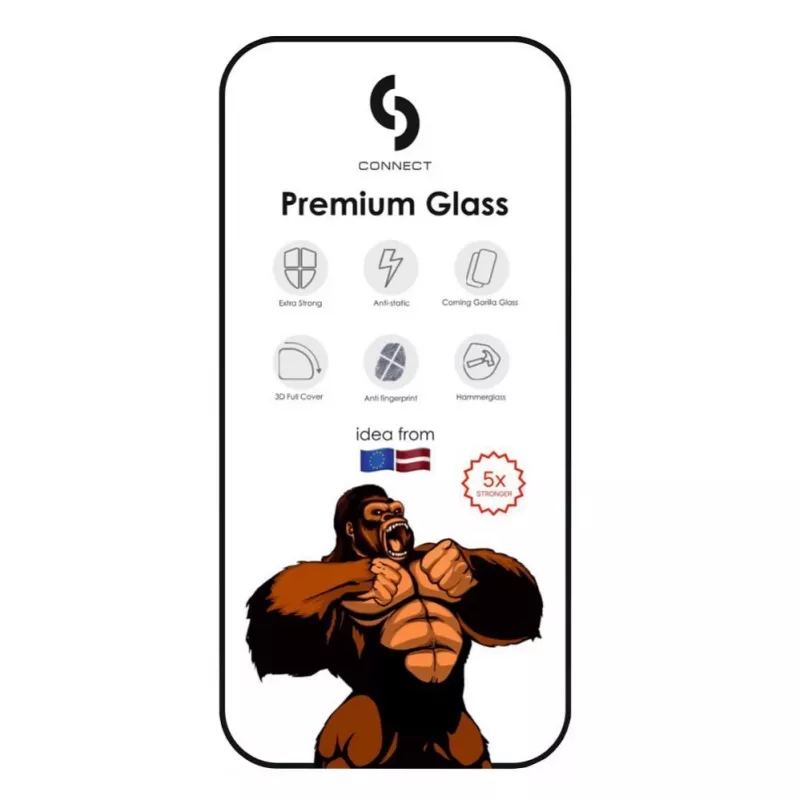 Connect Apple iPhone 14 Pro Corning Gorilla Glass Anti-Static 3D Full Cover 5X más resistente Negro