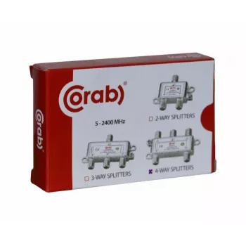 CORAB Distribuidor de señal TV/SAT de 4 salidas 5-2400 MHz con paso de DC