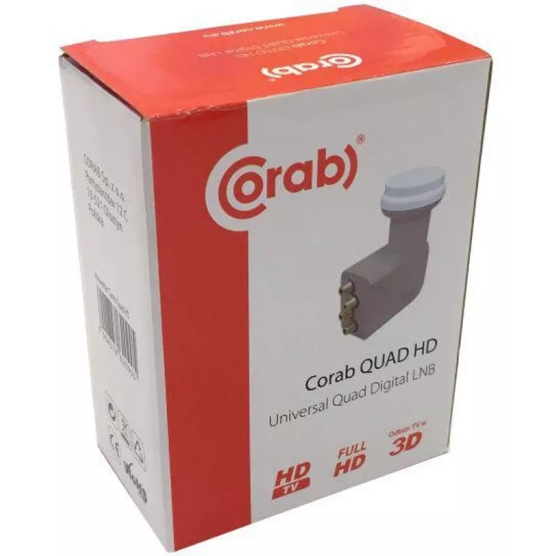 CORAB Universal Quad LNB – 4 salidas, figura de ruido 0,1 dB, alimentador 40 mm