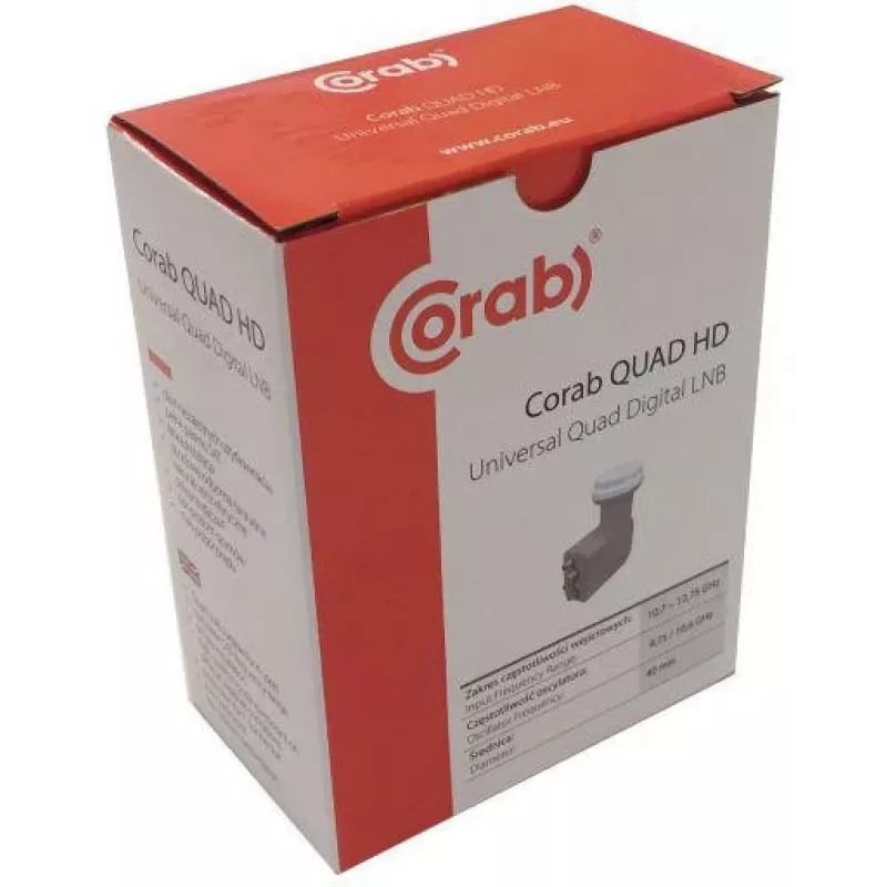 CORAB Universal Quad LNB – 4 salidas, figura de ruido 0,1 dB, alimentador 40 mm