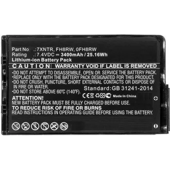 CoreParts MBXDE-BA0184 Batería de repuesto para Dell Latitude 12 7202 / 7202 Rugged Tablet - 7,6V 3400mAh 25,84Wh Li-Ion 2 celdas Negra