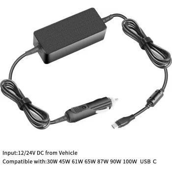 CoreParts MBXUSBC-DC0004 Cargador de coche USB-C para portátiles, 100 W, Negro