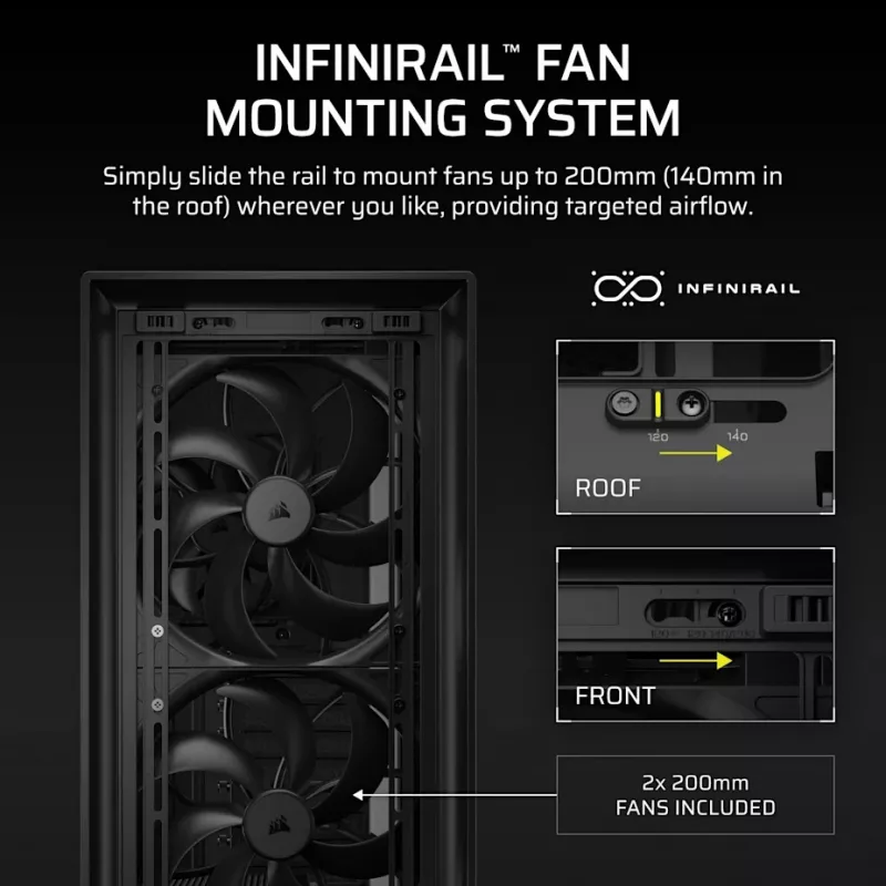 Corsair FRAME 5000D WOOD RS Caja de PC semitorre, negro/nogal, E-ATX, ATX, Micro-ATX, Mini-ITX, acero/cristal templado/plástico/madera de nogal, gaming