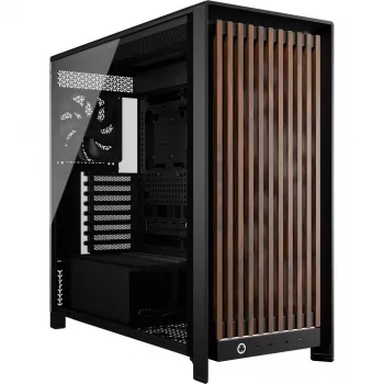 Corsair FRAME 5000D WOOD RS Caja de PC semitorre, negro/nogal, E-ATX, ATX, Micro-ATX, Mini-ITX, acero/cristal templado/plástico/madera de nogal, gaming