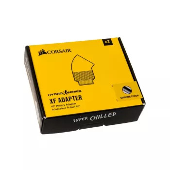 Corsair Hydro X Series Adaptador giratorio 45° G1/4 macho a G1/4 hembra - Pack de 2, Cromado