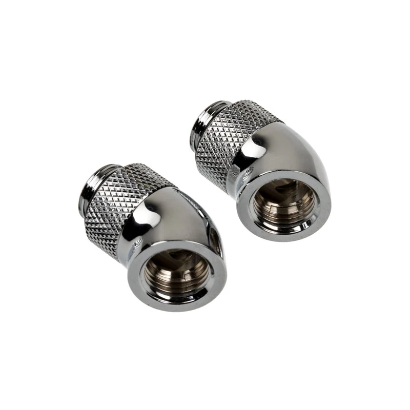 Corsair Hydro X Series Adaptador giratorio 45° G1/4 macho a G1/4 hembra - Pack de 2, Cromado