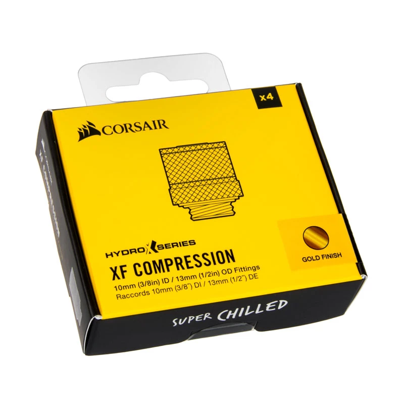 Corsair Hydro X Series XF Racores de compresión G1/4 13/10 pack de cuatro - Oro