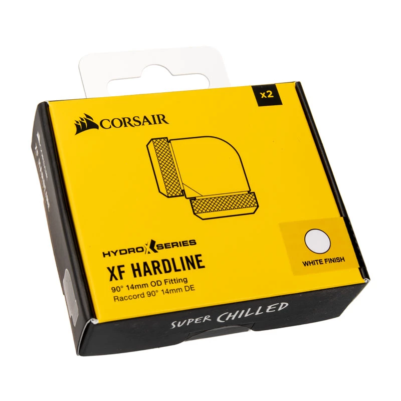 Corsair Hydro X Series XF Hardline 90° 14mm OD - Adaptador angular para refrigeración líquida - blanco (pack de 2)