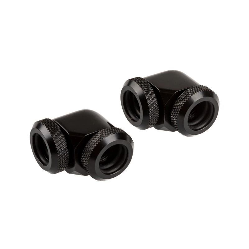 Corsair Hydro X Series XF Adaptador Hardline 90 grados 12mm AD a 12mm AD Hardtube, pack de 2, Negro