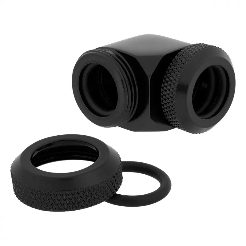 Corsair Hydro X Series XF Adaptador Hardline 90 grados 12mm AD a 12mm AD Hardtube, pack de 2, Negro