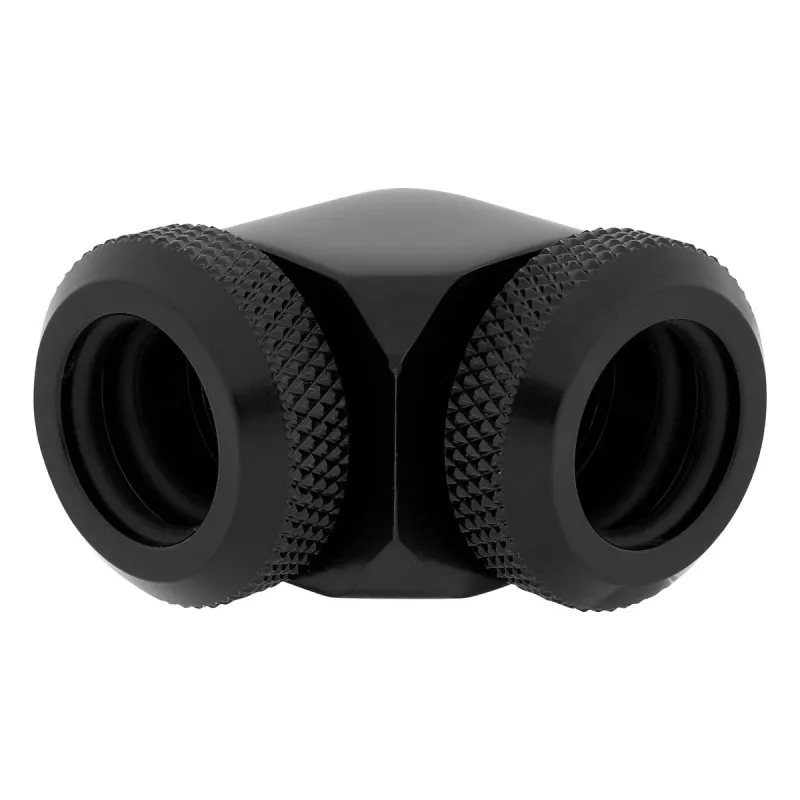 Corsair Hydro X Series XF Adaptador Hardline 90 grados 12mm AD a 12mm AD Hardtube, pack de 2, Negro