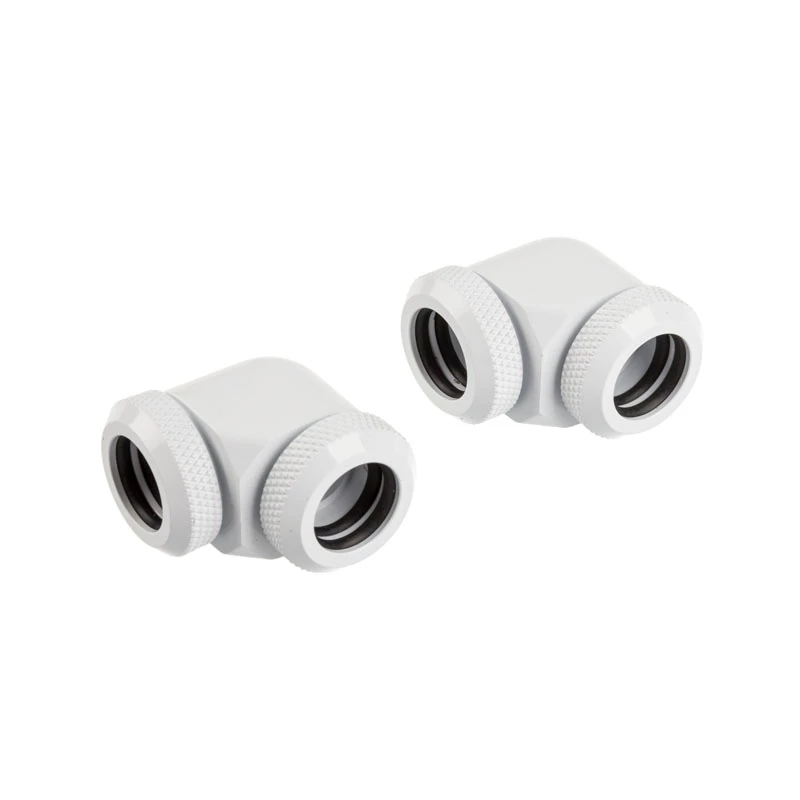 CORSAIR Hydro X Series XF Adaptador Hardline 90 grados 12mm OD a 12mm OD Hardtube - pack de 2, Blanco