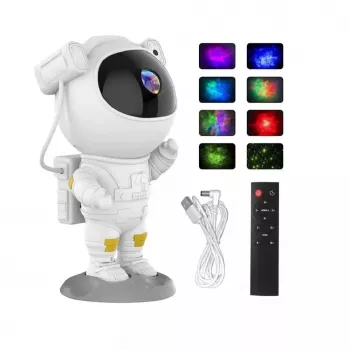 Proyector CP 3D Astronaut con cabeza giratoria 360 grados Star Sky & Nebula con mando a distancia blanco