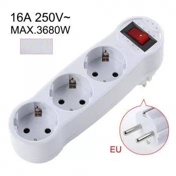 CP EU3 Regleta de Viaje Perfect Slim 180 Grados Euro de 1 a 3 Tomas 250V 16A Negra