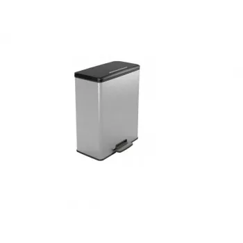Cubo de basura con pedal CURVER Deco Bin 65L Plata efecto metalizado