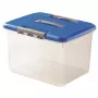 CURVER Hobby Optima Caja de almacenamiento 30L con tapa y asa, base transparente con tapa azul, 42,8 x 34 x 28,1 cm