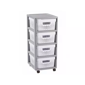 Curver Infinity Estantería con ruedas 4x11L patrón de agujeros gris/blanco