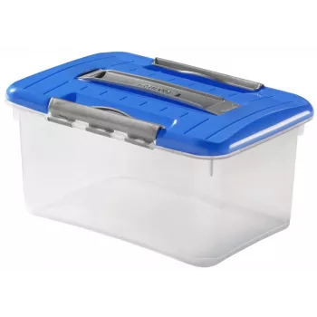 Curver Optima Caja de almacenamiento 15L con tapa y asa, Transparente/Azul
