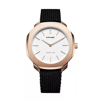 D1 Milano SSPL04 Reloj unisex Ultra Thin 36mm esfera negra correa de malla plateada