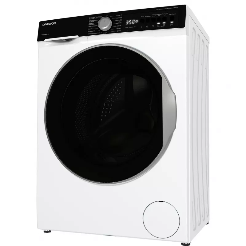 DAEWOO WD-FC85514W1A-DE Lavadora de carga frontal, 8 kg, 1400 rpm, blanco/negro