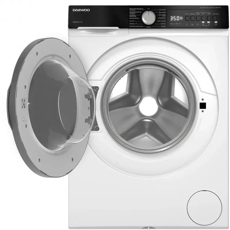 DAEWOO WD-FC85514W1A-DE Lavadora de carga frontal, 8 kg, 1400 rpm, blanco/negro