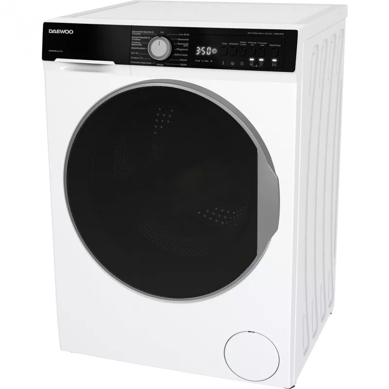 DAEWOO WD-FC85514W1A-DE Lavadora de carga frontal, 8 kg, 1400 rpm, blanco/negro