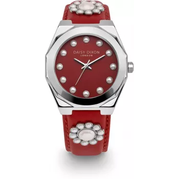 Daisy Dixon Reloj de mujer DD136PS analógico de cuarzo - 36mm caja color oro rosa, esfera rosa, correa de piel sintética rosa