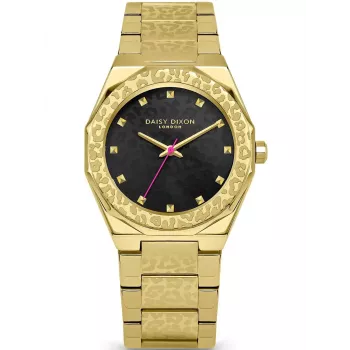 Daisy Dixon Reloj mujer DD173GM 36mm oro rosa esfera floral correa de piel sintética gris