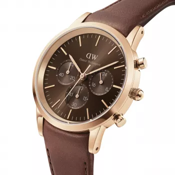 Daniel Wellington Classic 42mm Reloj de hombre DW00100640 - Caja oro rosa, esfera negra, correa de piel negra
