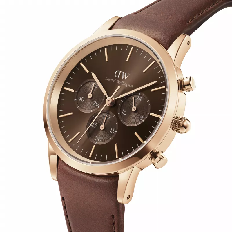 Daniel Wellington Classic 42mm Reloj de hombre DW00100640 - Caja oro rosa, esfera negra, correa de piel negra