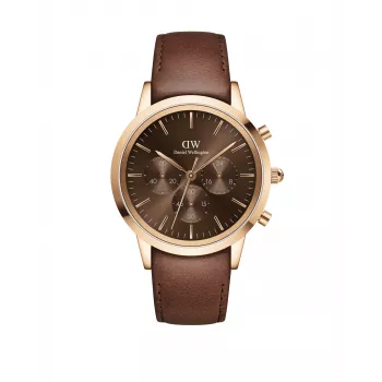 Daniel Wellington Classic 42mm Reloj de hombre DW00100640 - Caja oro rosa, esfera negra, correa de piel negra