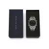 DANIEL WELLINGTON Classic 42mm reloj de acero inoxidable con correa de piel negra – caja en oro rosa, esfera blanco cáscara de huevo, cuarzo japonés