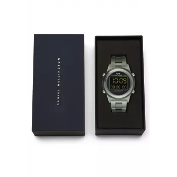 DANIEL WELLINGTON Classic 42mm reloj de acero inoxidable con correa de piel negra – caja en oro rosa, esfera blanco cáscara de huevo, cuarzo japonés